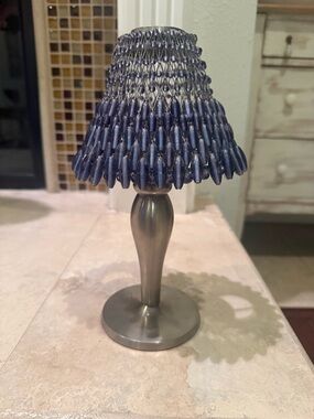 Pottery Barn Brushed Nickel Tealight Candle Holder with Lavender Beaded Shade